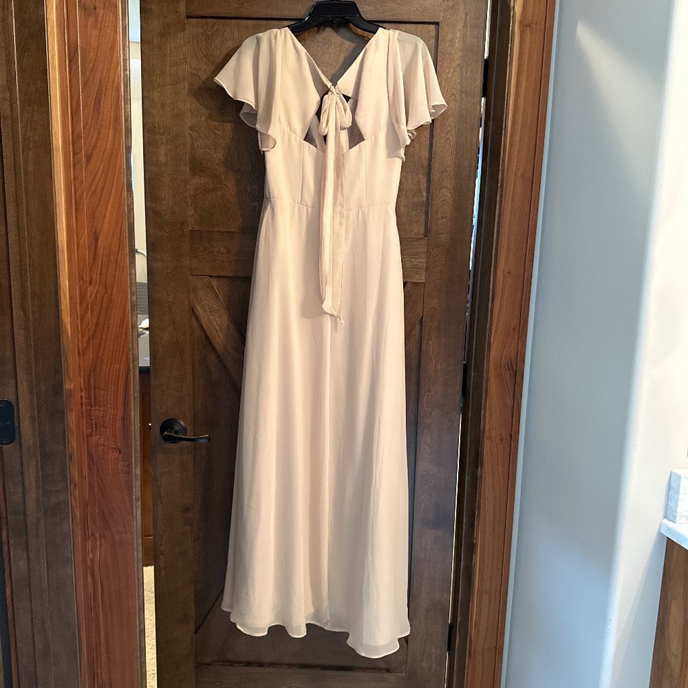 Azazie Blush Pink Flutter Sleeve Maxi Dress